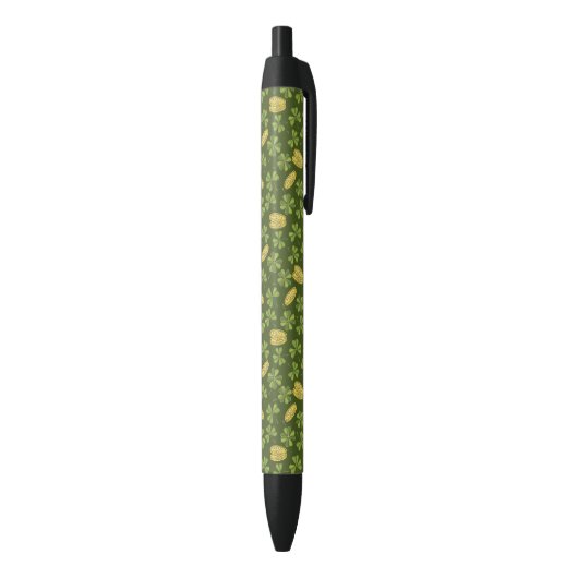 Cover Leaf & Gold Coin Pattern Zwarte Inkt Pen (Achterkant (Verticaal))