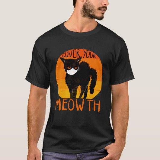 Cover your Meowth  Halloween Black Cat Face Mask T-shirt (Voorkant)