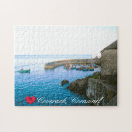 Coverack Harbour Post Kantoor & Gevist Boat Photo Legpuzzel
