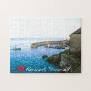 Coverack Harbour Post Kantoor & Gevist Boat Photo Legpuzzel