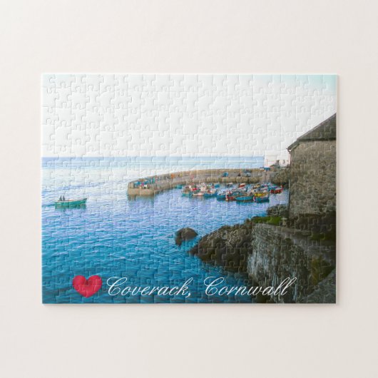 Coverack Harbour Post Kantoor & Gevist Boat Photo Legpuzzel (Horizontaal)