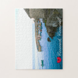 Coverack Harbour Post Kantoor & Gevist Boat Photo Legpuzzel