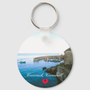Coverack Harbour Post Kantoor & Gevist Boat Photo Sleutelhanger