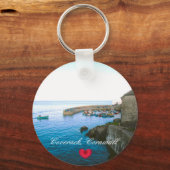 Coverack Harbour Post Kantoor & Gevist Boat Photo Sleutelhanger (Voorkant)