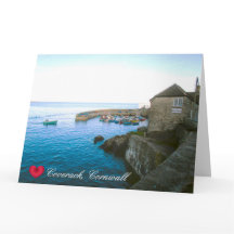 Coverack Harbour Postkantoor & Visserboot Foto