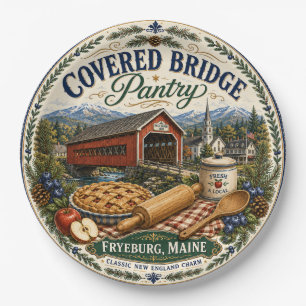 Covered Bridge Pantry Fryeburg Maine Melamine Papieren Bordje
