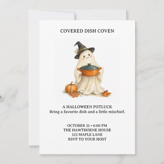 Covered Dish Coven Halloween Potluck Kaart (Voorkant)