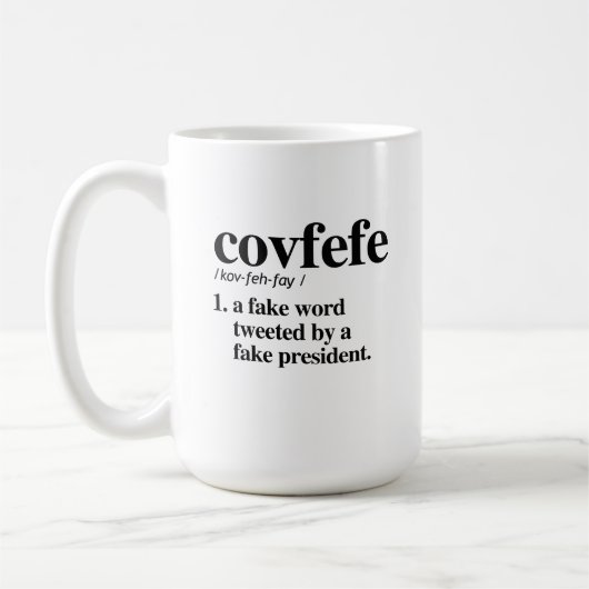 Covfefe Definition - Een nepwoord Koffiemok (Links)