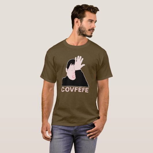 Covfefe facepalm zwart aanpasbaar t-shirt (Voorkant volledig)