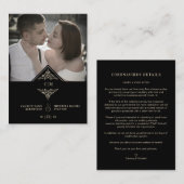 Covi19 Wedding Initials Flourish Sophisticated Informatiekaartje (Voorkant / Achterkant)