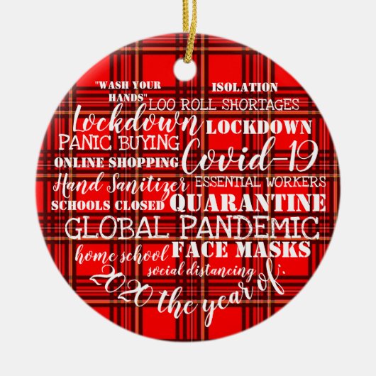 covid19 2020 het jaar van de gezichtmaskers tartan keramisch ornament (Voorkant)