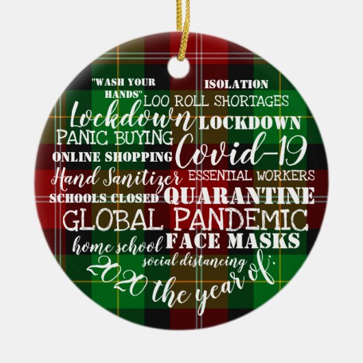 covid19 2020 het jaar van de isolatie van gezichtm keramisch ornament (Voorkant)
