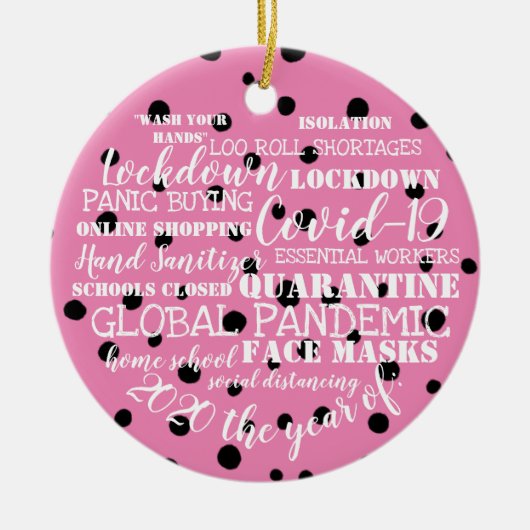 covid19 2020 het jaar van de isolatie van gezichtm keramisch ornament (Voorkant)