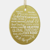 covid19 2020 het jaar van gelaatsmaskers goud keramisch ornament (Rechts)