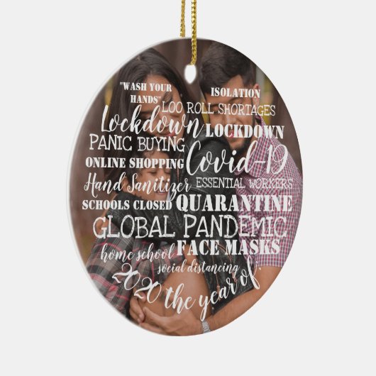 covid19 2020 het jaar van gezichtmaskers voegt uw  keramisch ornament (Rechts)