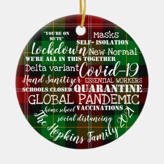 covid19 2021 het jaar van de vaccinatie van de thu keramisch ornament (Voorkant)