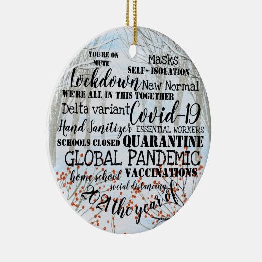 covid19 2021 het jaar van vaccinatie snow keramisch ornament (Rechts)