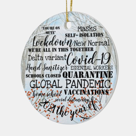 covid19 2021 het jaar van vaccinatie snow keramisch ornament (Links)