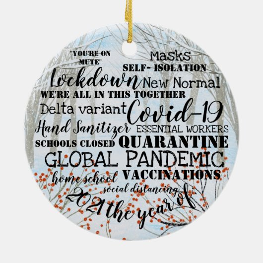 covid19 2021 het jaar van vaccinatie snow keramisch ornament (Achterkant)