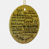 covid19 2021 jaar vaccinatie goudglitter keramisch ornament (Rechts)