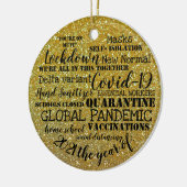 covid19 2021 jaar vaccinatie goudglitter keramisch ornament (Links)