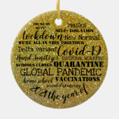 covid19 2021 jaar vaccinatie goudglitter keramisch ornament (Achterkant)