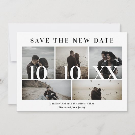 Covid19 Black Trendy New Date 5 Photos Wedding (Voorkant)