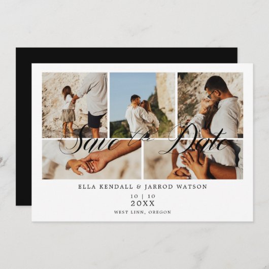 Covid19 Chic Black Trendy Collage 5 Foto's Wedding (Voorkant / Achterkant)