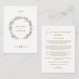 Covid19 Details Custom Lilac Elegant Garland Informatiekaartje