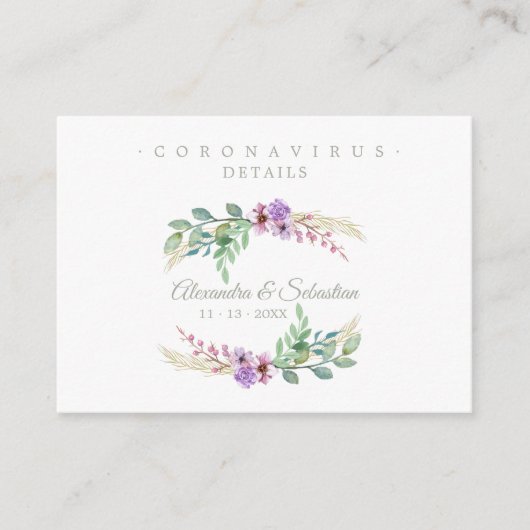 Covid19 Details Sophisticated Lilac Chic Wreath Informatiekaartje (Voorkant)