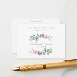 Covid19 Details Sophisticated Lilac Chic Wreath Informatiekaartje