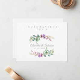 Covid19 Details Sophisticated Lilac Chic Wreath Notitiekaartje
