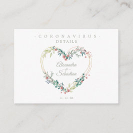 Covid19 Details Sophisticated Pink Chic Heart Informatiekaartje