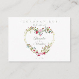 Covid19 Details Sophisticated Red Chic Heart Informatiekaartje