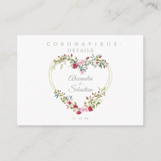 Covid19 Details Sophisticated Red Chic Heart Informatiekaartje (Voorkant)