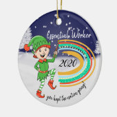 covid19 onmisbare arbeider dank je elf regenboog keramisch ornament (Links)