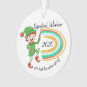 covid19 onmisbare arbeider dank je elf regenboog ornament (voorkant)