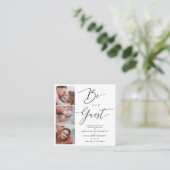 Covid19 Trendy Be our Guest Chic Romantic 3 Photos Vierkante Visitekaartje (Staand voorkant)
