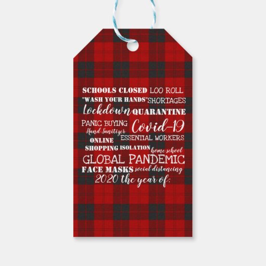 COVID-19 2020 Het jaar van de lockdown mondkapjes Cadeaulabel (Achterkant)