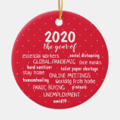 COVID 19 2020 Red Snowflake stippen Keramisch Ornament (Voorkant)