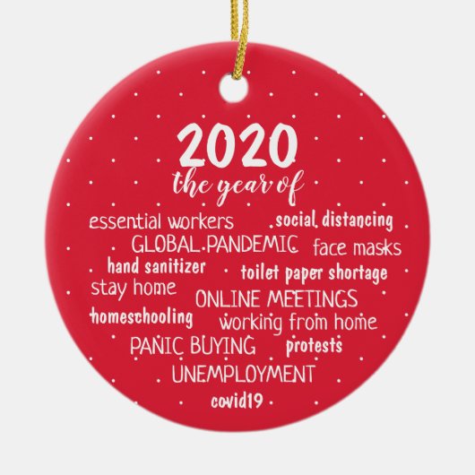 COVID 19 2020 Red Snowflake stippen Keramisch Ornament (Voorkant)