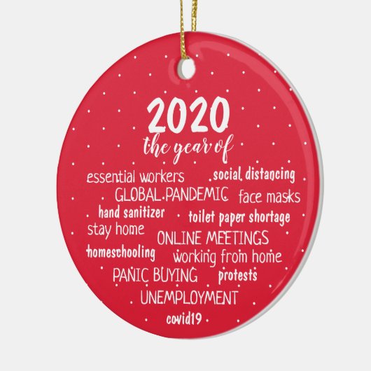 COVID 19 2020 Red Snowflake stippen Keramisch Ornament (Links)