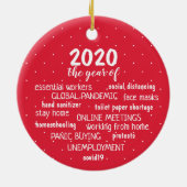 COVID 19 2020 Red Snowflake stippen Keramisch Ornament (Achterkant)