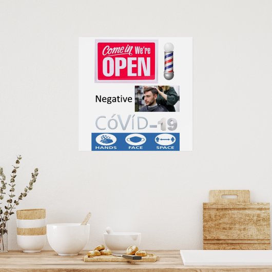 Covid 19 Barbershop Open Sign Poster Matte (Keuken)