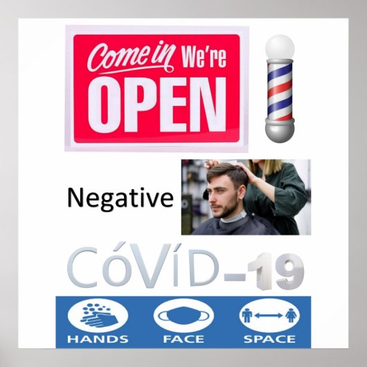 Covid 19 Barbershop Open Sign Poster Matte (Voorkant)