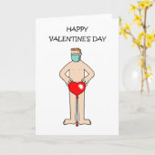 Covid 19 Cartoon Man die alleen een mondmasker dra Kaart (Gele Bloem)