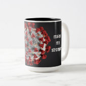 Covid-19 Coffee-mok. 15 oz. Twee Tone. Tweekleurige Koffiemok (Voorkant rechts)