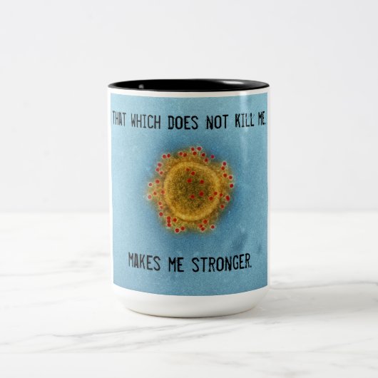 Covid-19 Coffee-Mok. 15 oz. Zwart-wit. Tweekleurige Koffiemok (Center)