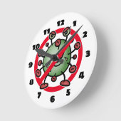 Covid-19 Corona Virus Funny Cartoon Stop Sign Butt Ronde Klok (Hoek)