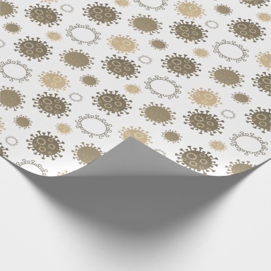 COVID-19 Corona Virus Pattern Gold Cadeaupapier (Hoek)